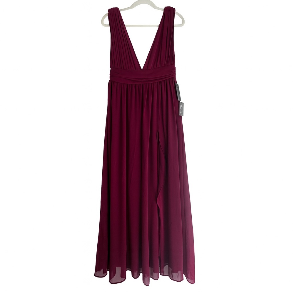 Lulus Burgundy Deep V-Neck Chiffon Maxi Dress NWT Size XL